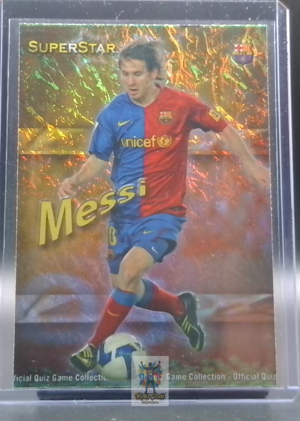 2010-11 Mundicromo Official Quiz Game Collection La Liga Lionel Messi "SuperStar" Prismatic Foil #025