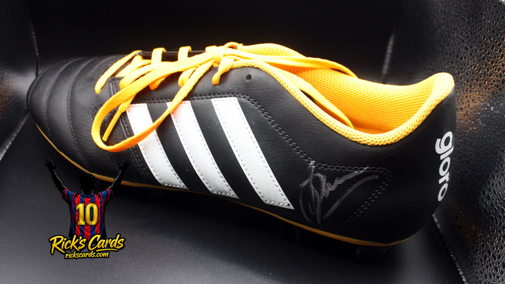 2018 Dennis Bergkamp Autographed Black & Yellow Adidas Gloro Boot