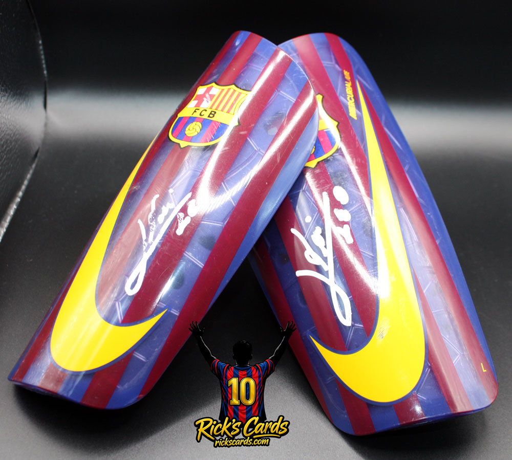 2021 Lionel Messi Autographed Pair FC Barcelona Shin Pads