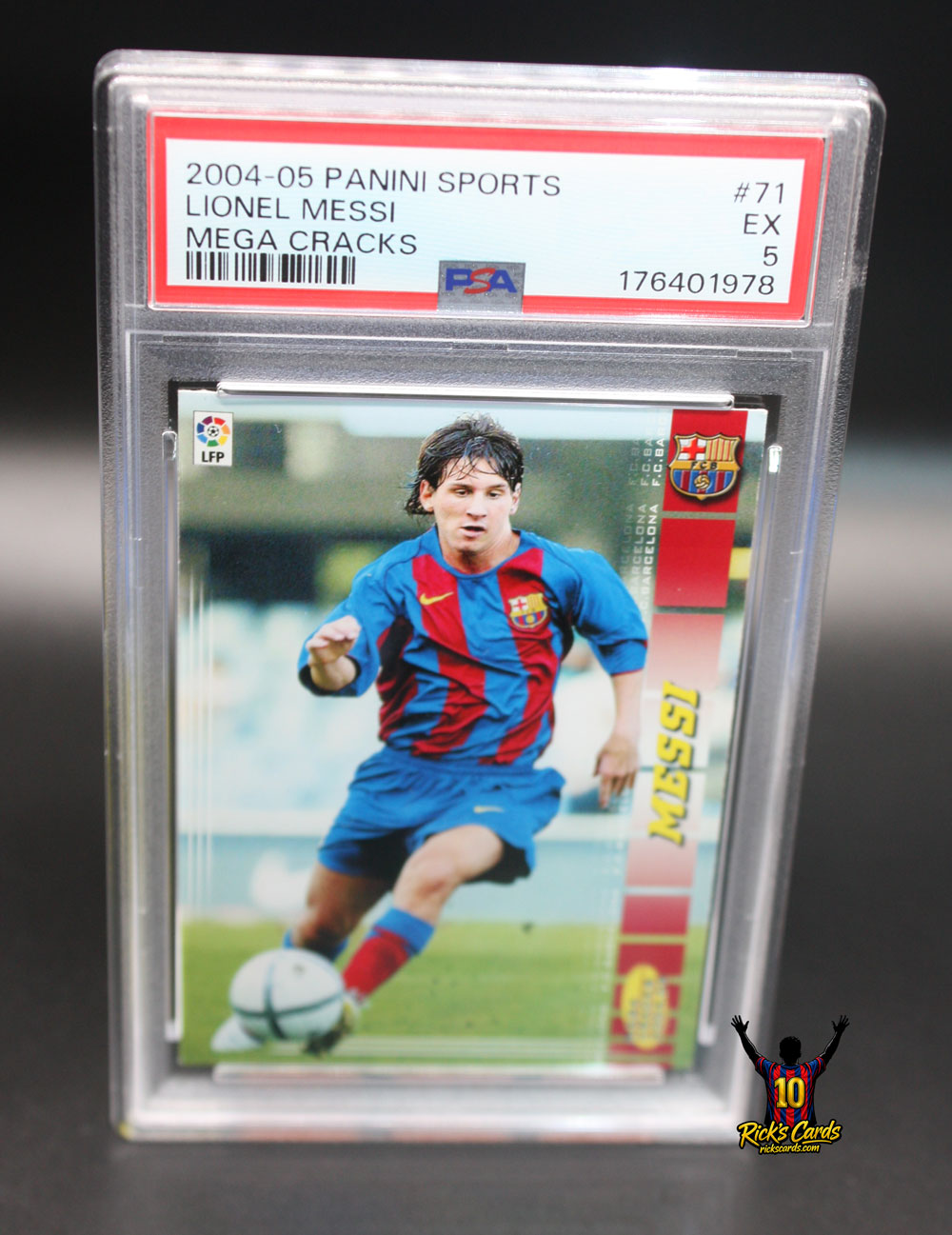 2004‑2005 Panini Sports Mega Cracks #71bis Lionel Messi Rookie PSA 5