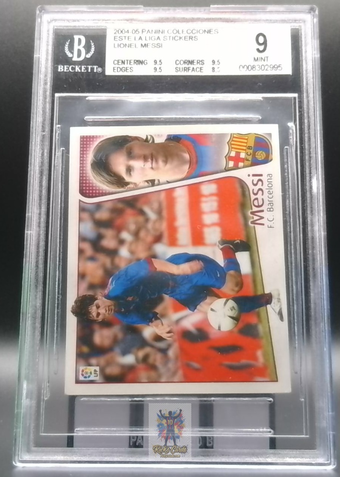 2004-05 Panini Colecciones Este La Liga Stickers 288 Lionel Messi Rookie Card, Graded BGS 9 - 2995
