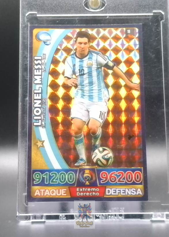   2014 Generic / Unofficial Lionel Messi card is from the Fútbol Argentino Kiosk Card Game set, card #11 Holographic, 